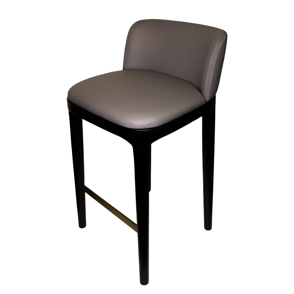 OIBV_UB600349 B112 Stool with Backrest / OIP Black Leather