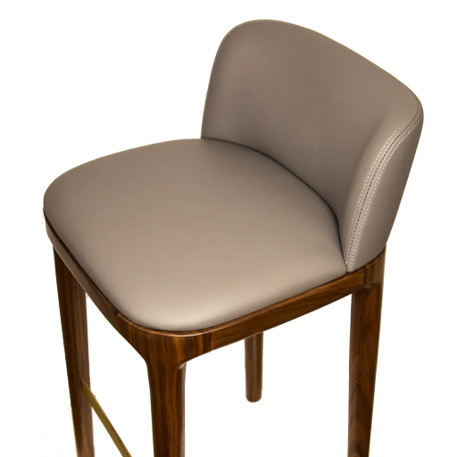 [MB-94-787] OIBV_UB600333 B112 Stool with Backrest / OIP Walnut Leather